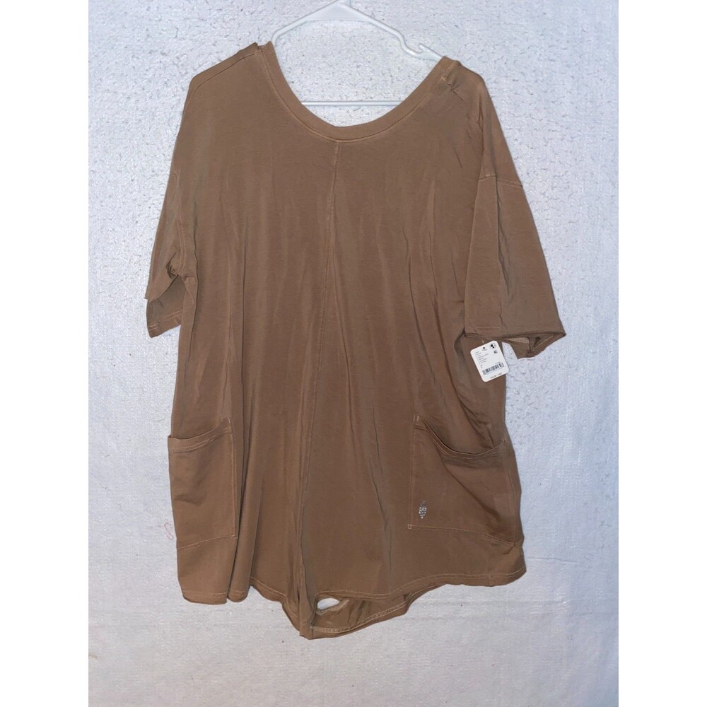 FP Movement Free People Hot Shot Romper Mocha Latte Brown OB1960599 Womens L NWT